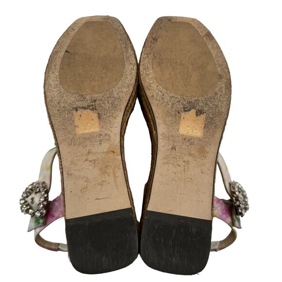 Jimmy Choo Mirabelle Crystal Embellished Wedges Sandals EU 37 - Picture 8 of 9